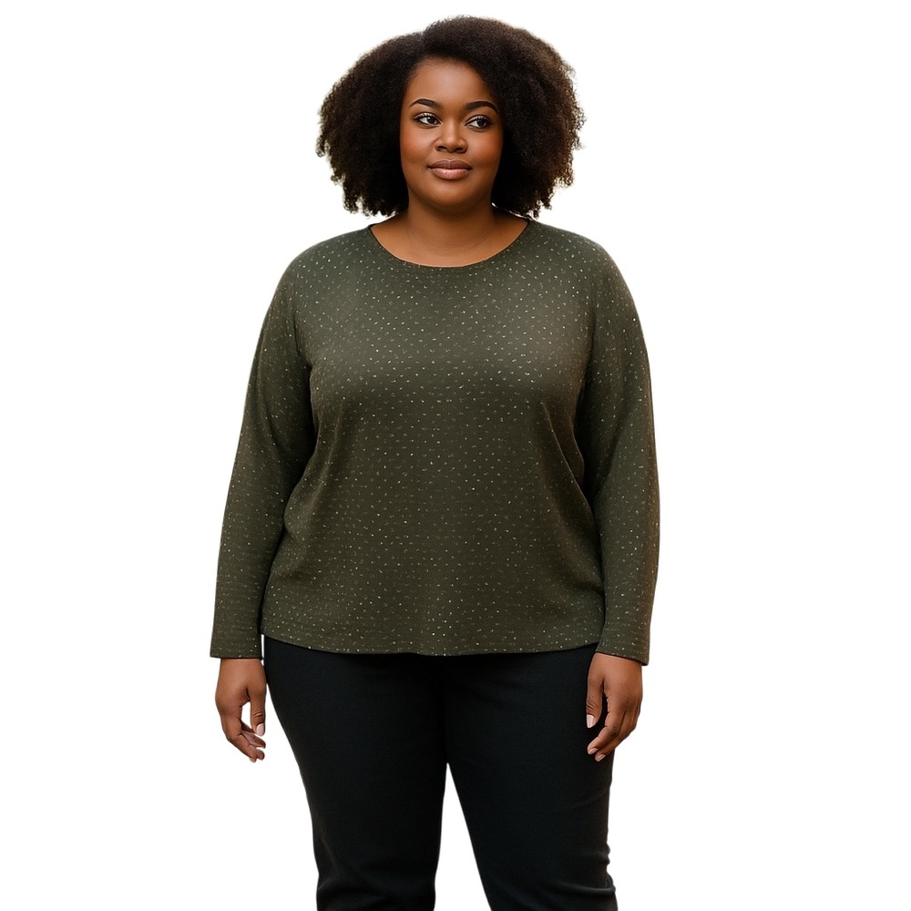 Time and Tru Gray Relaxed Blouse with Long Sleeves